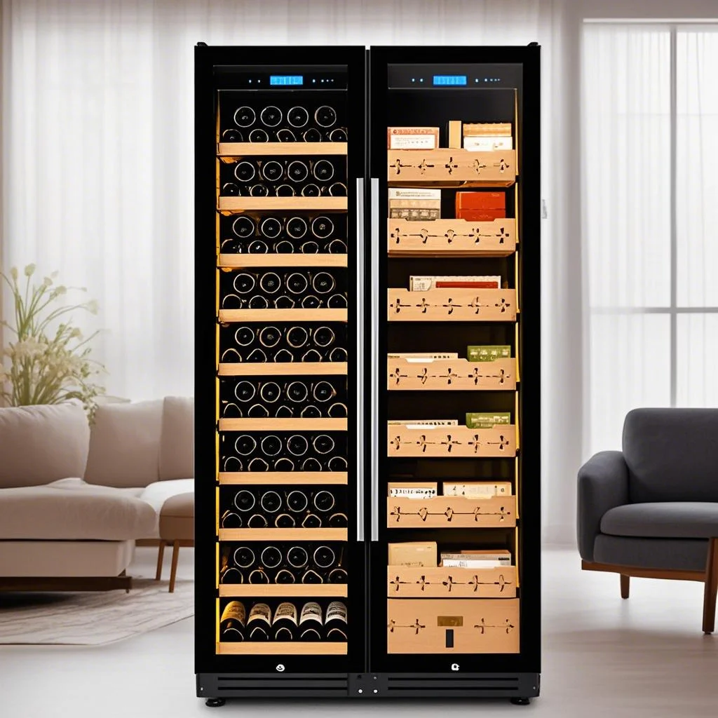 

Деревянный угловой шкаф-хьюмидор для сигар с охлаждением, алюминиевый шкаф с контролем температуры, сигарный холодильник для дома