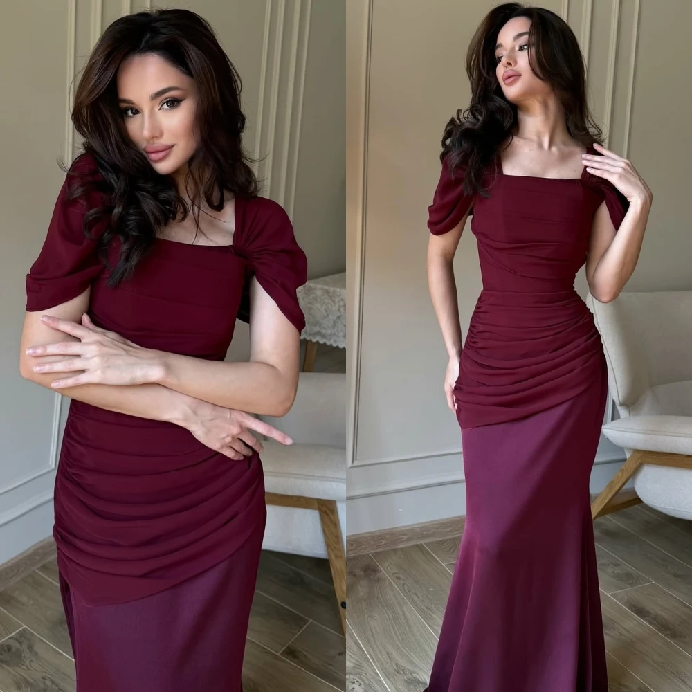 Maßgeschneiderte Meerjungfrau mit quadratischem Kragen, elegantes formelles Abendkleid, modisches Temperament, Partykleider, hochwertiges, zartes Abendkleid