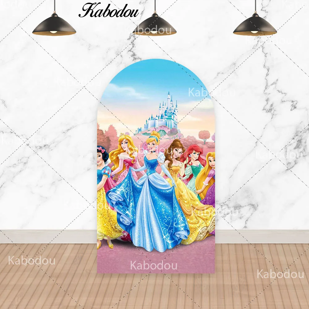 Disney Princess Arch Photo Backdrop Arched Wall Snow White Sleeping Beauty Girls Birthday Chiara Custom Photography Background