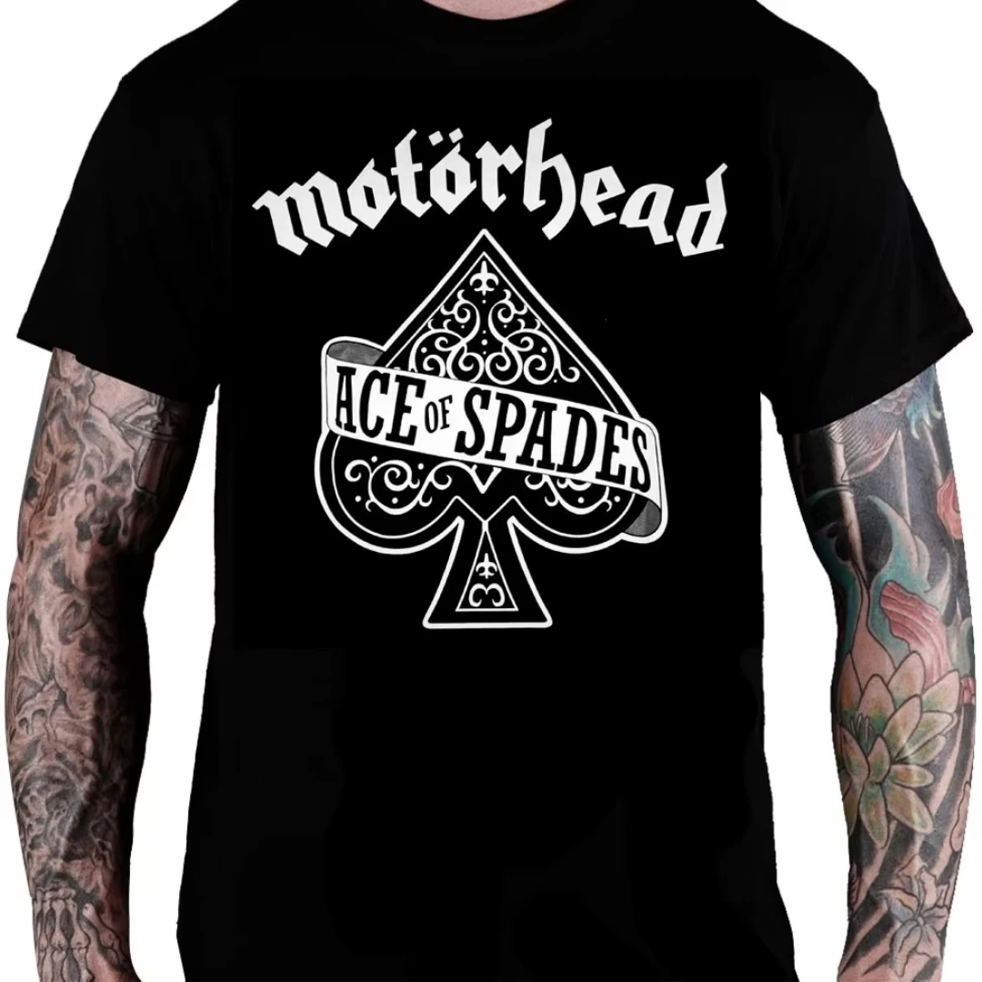 Motorhead Ace of Spades Vintage Rock Band Graphic T-shirt, Unisex Cotton Short Sleeve Tee