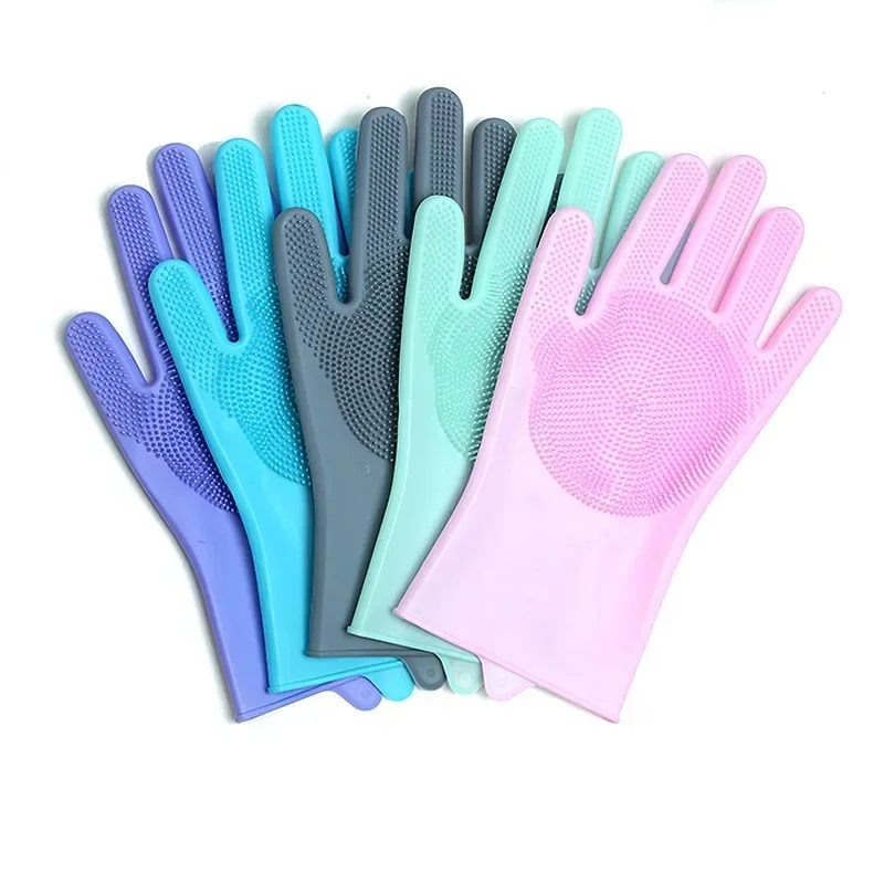 Luvas de limpeza para lavar louça, luvas mágicas de borracha de silicone para lavar louça, purificador doméstico, ferramenta de limpeza de cozinha