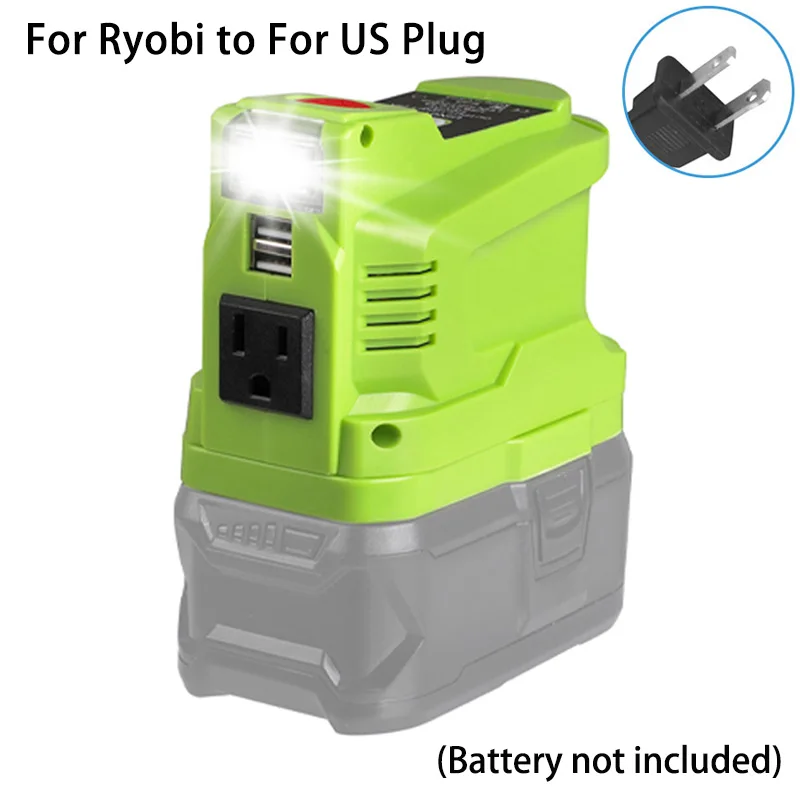 Ryobi用インバーター発電機,18Vバッテリー,デュアルUSB LEDライト付き