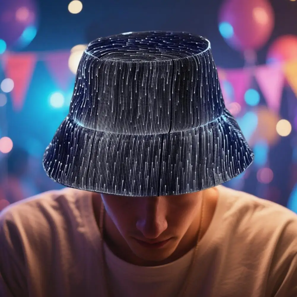 

Neon LED Fisherman Hat Glowing Bucket Cap with 7 Color USB Rechargeable for Raves Festivals EDM Party Accessory
