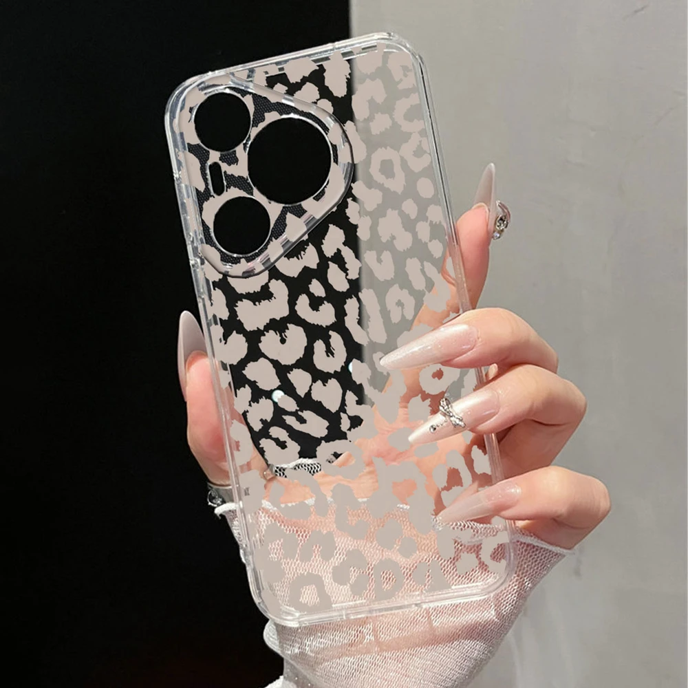 White Leopard Print Transparent For Honor 400 Pro 200 Lite 90 Smart 70 X7 Clear for Artistic Pink Marble Phone Case Couple Cover