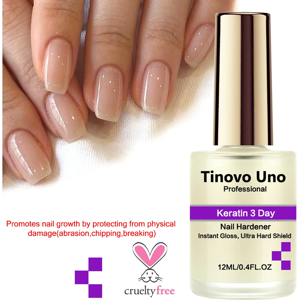 Tinovo Uno Keratin 3 Day Nail Growth Instant Gloss Nail Hardener Strengthener No Bake Nail Polish Finish Manicure Normal Lacquer