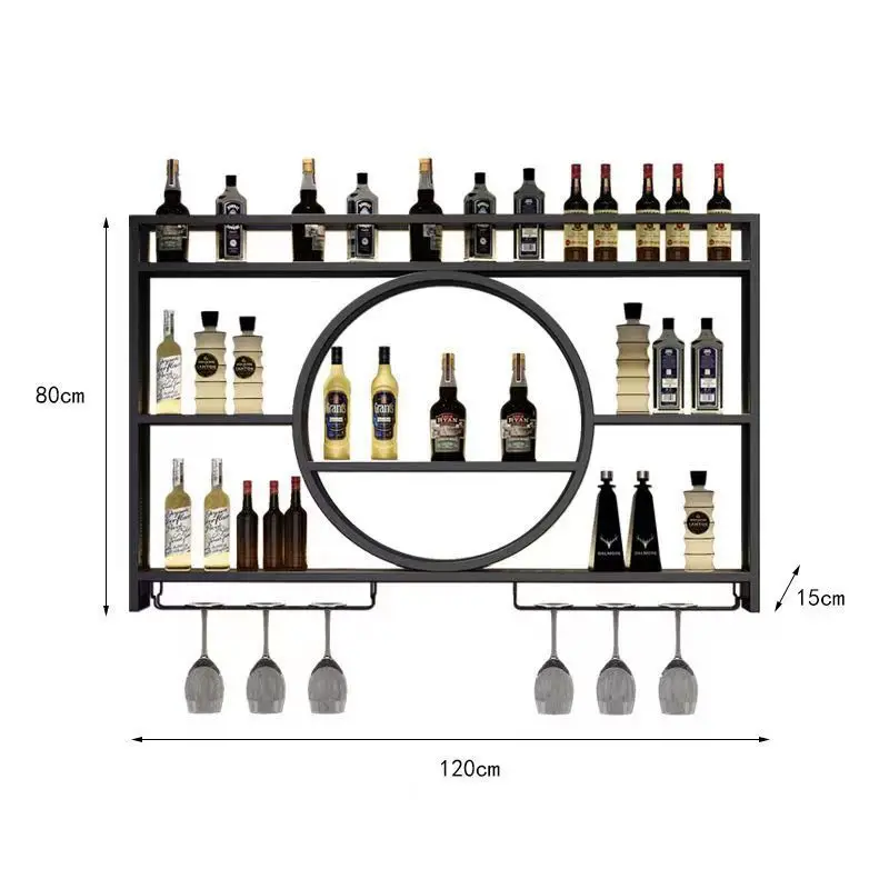 Wrought iron bar wine rack wall wine cabinet storage rack wall restaurant wine rack red high load-bearing