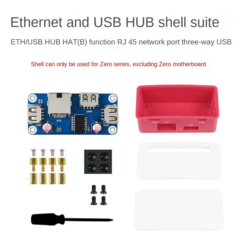 Waveshare USB Hub Expansion Board+Case Kit for Raspberry Pi Zero/Zero W/Zero WH 4B/3B+/3A+/2B USB2.0 RJ45 HUB Expansion