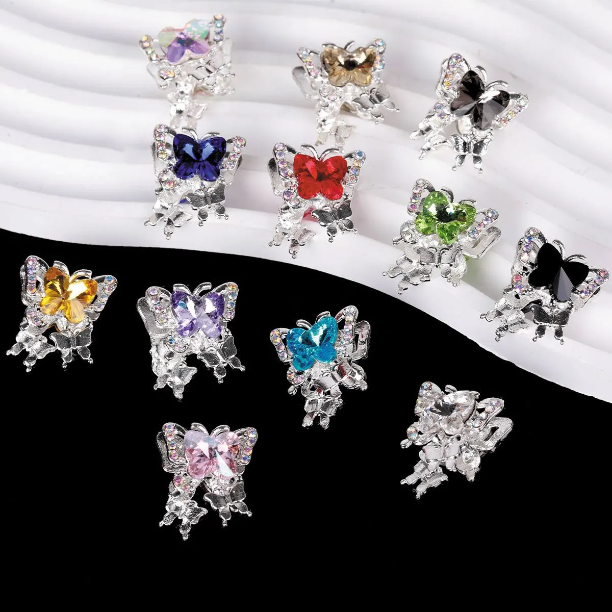 4/9pcs Random Color Zinc Alloy Double‑Layer Butterfly Beads 18*20mm Loose Beads For DIY Necklace Bracelet Earring Jewelry Making