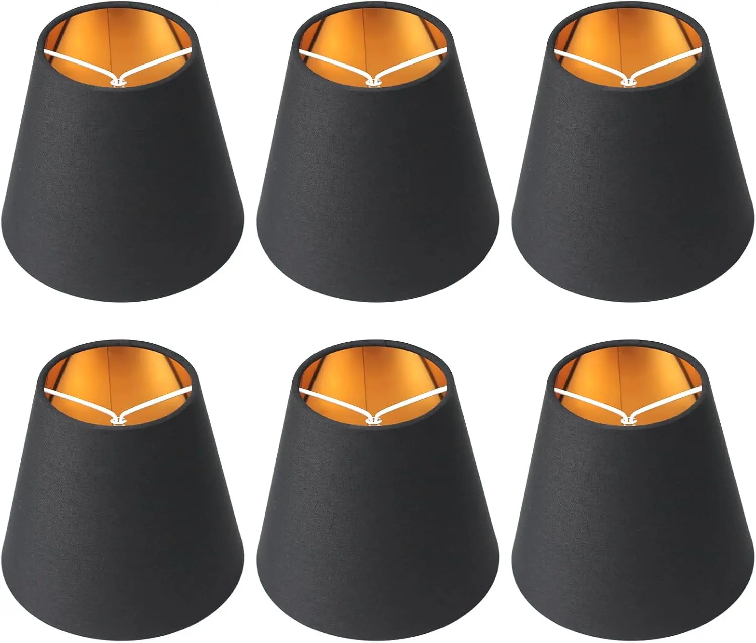 

6pack Small Lampshades Clip On Bulb Fabric Lamp shade Bottom 5.9''x Top 3.54''xH 5.12'' for Chandeliers Wall Ceiling Tab