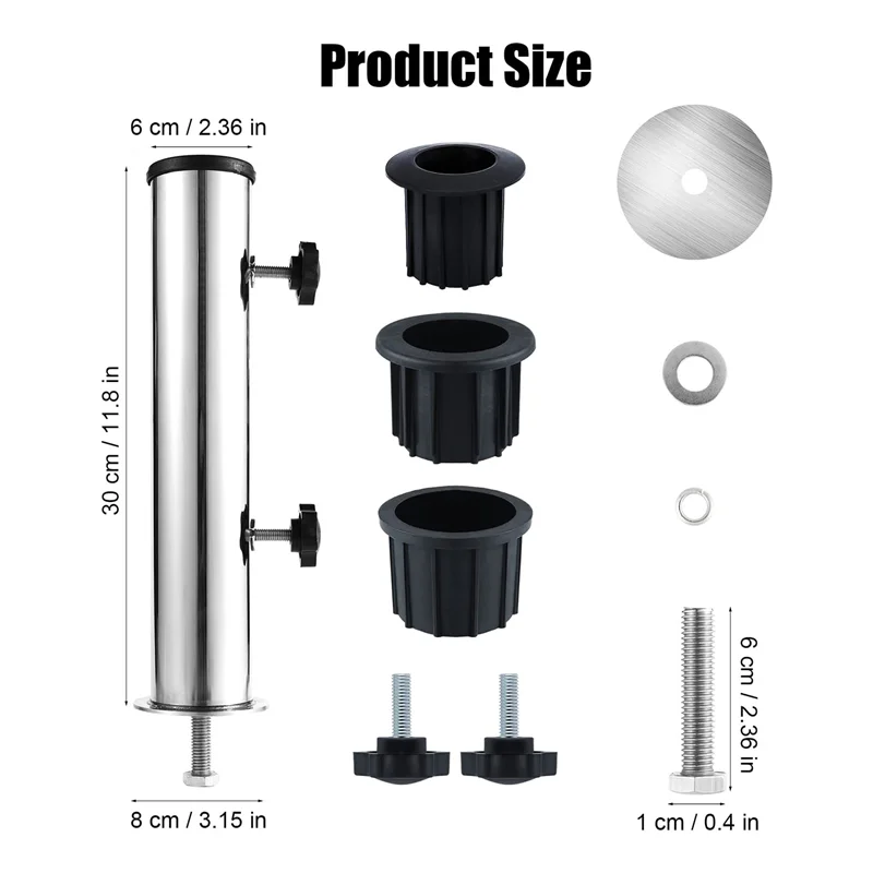 A04I Umbrella Pole Mount Stand Tube Set, Outdoor Parasol Base Holder Insert Pipe Sleeve, for Outside Garden Backyard Balcony image 2