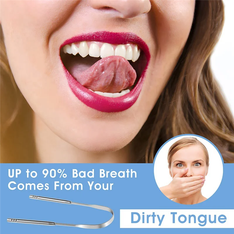 LITE-2 قطعة منظف اللسان، منظف اللسان المعدني، منظف اللسان للبالغين، أداة اللسان للعناية بالفم متينة