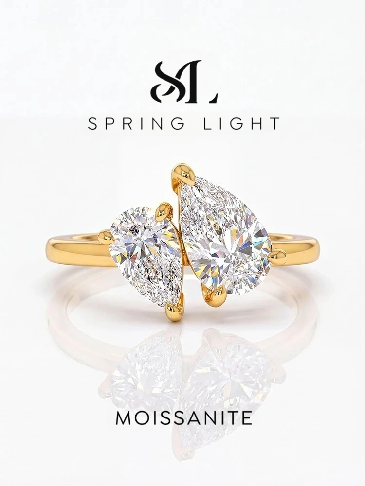 Luxury 2CT Moissanite Diamond Sparkling Water Drop Engagement Rings For Women Gift Wedding Fashioned High Quality New Jewelry