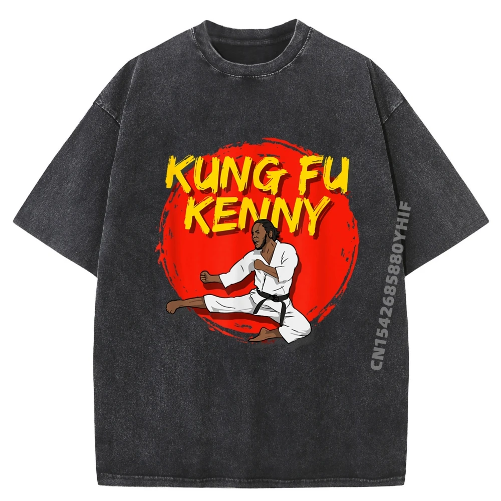 

Newest Printed Tops Funny Rap Concert Kung Fu Kenny Fighting Grahpic Tee Shirt Harajuku Washed Tshirt For Men