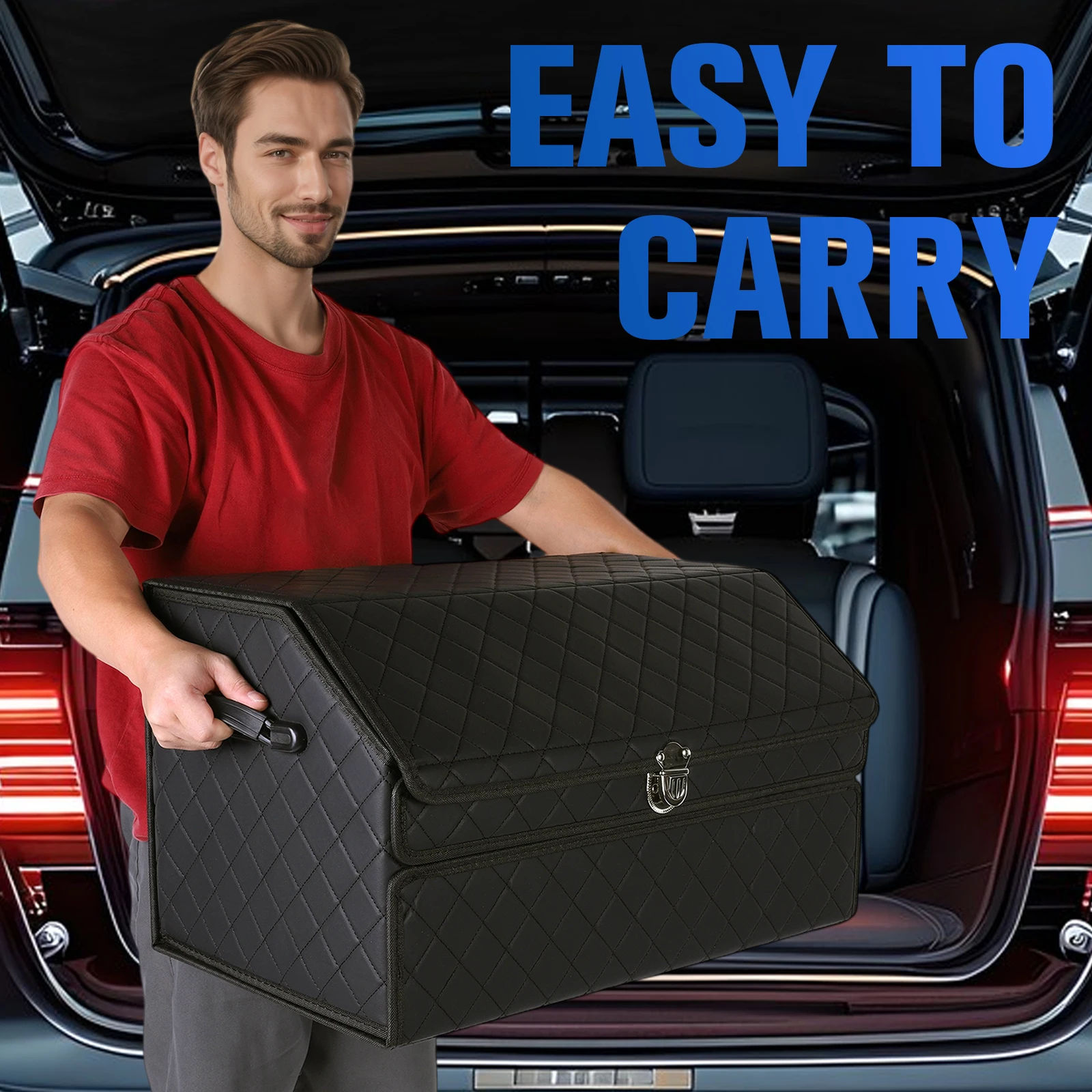 

Двухслойный грузовой ящик, регулируемый и складной автомобильный контейнер-органайзер, многокомпонентный автомобильный контейнер для хранения внедорожников, седанов, заднего сиденья