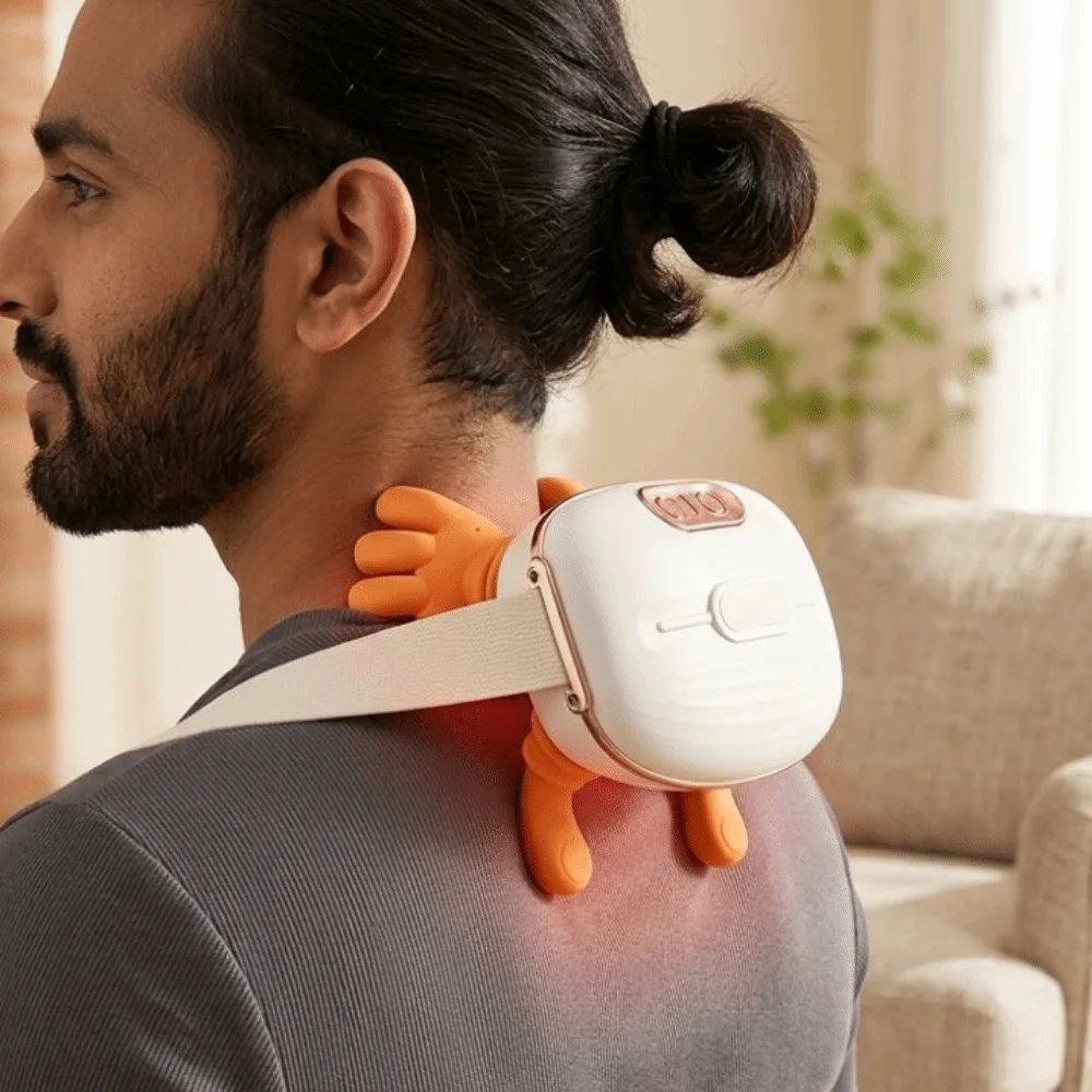 Soft Silicone Neck Shoulder Massager Wireless Ergonomic Electric Kneading Massage Bionic Finger USB Charging