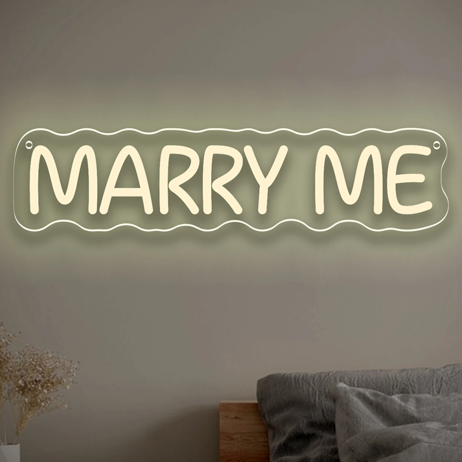 MARRY ME Neon Sign USB Adjustable Brightness LED Neon Light for Wedding Engagement Proposal Bedroom Wall Decor Gift for Couples​
