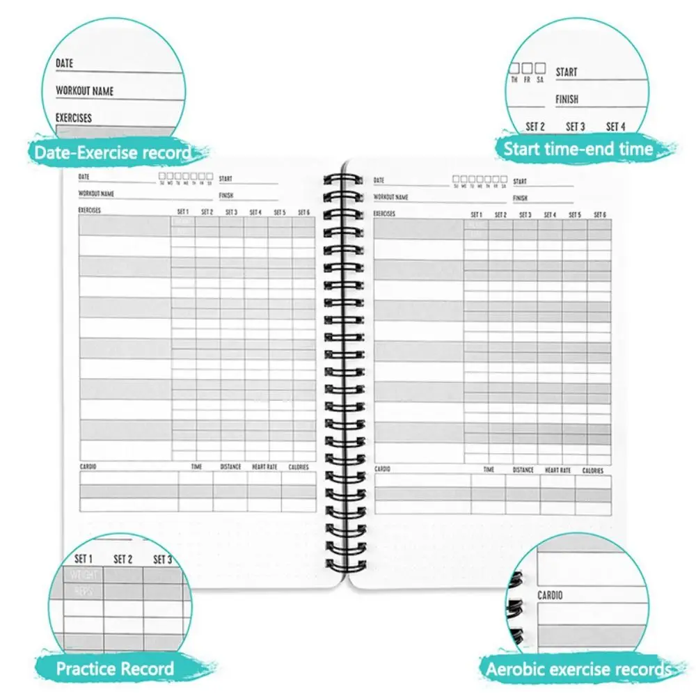 English Interior Fitness Logbook Paper 142P Fitness Plan Book To Do List Portable English Exercise Notebook Exercise Training