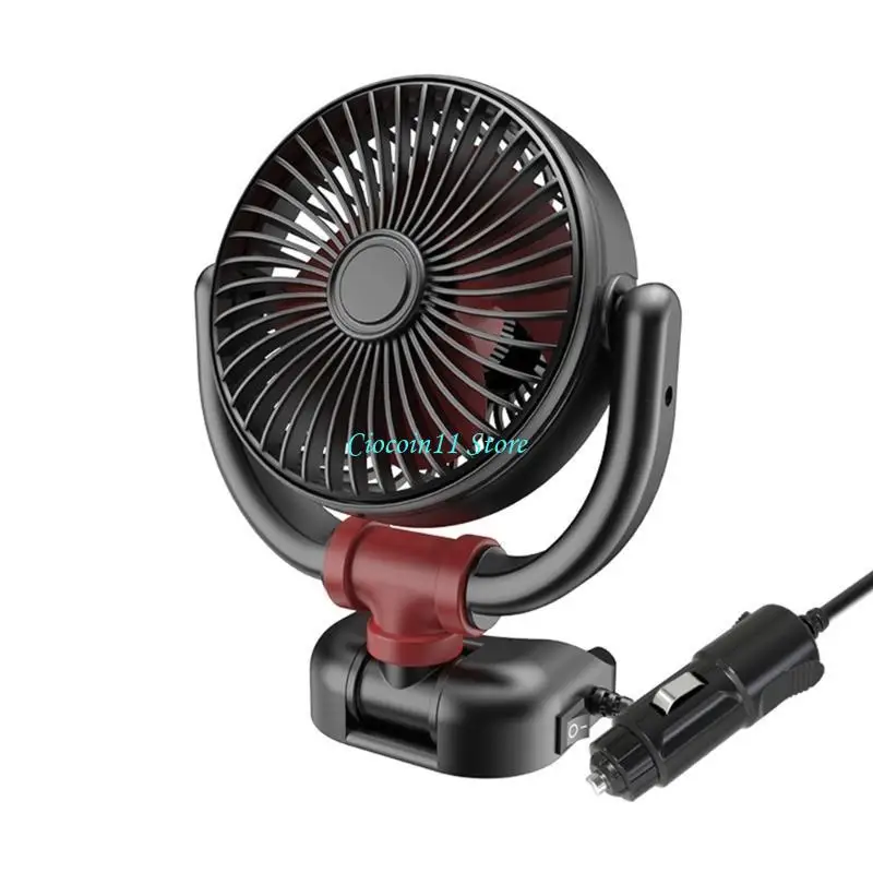 Y1UB Car Cooling Fan 360 Adjustable Two Head Car Fan 5V/12V/24V Brushed LowNoise Automobile Electric Fan for Dashboard