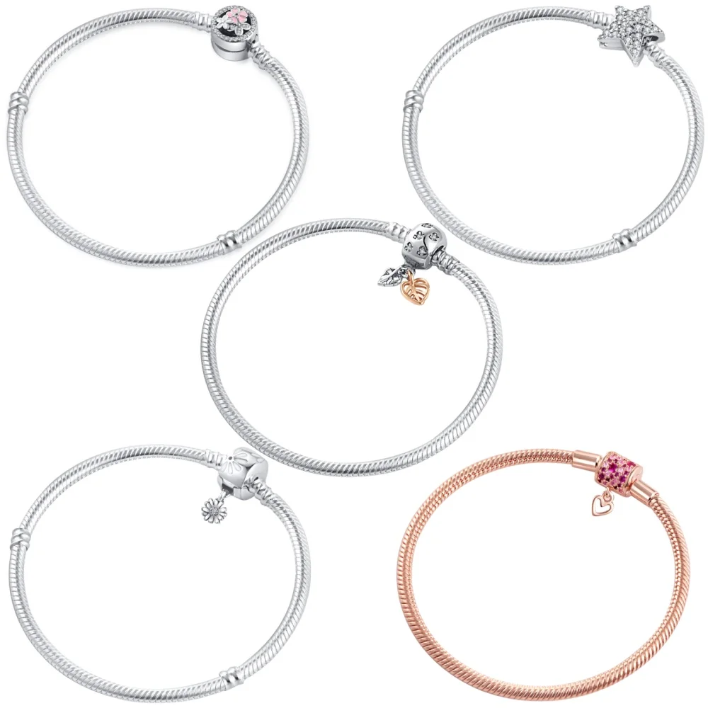 

Новый хит продаж, серебряная пентаграмма 925, цепочка в форме змеи с пряжкой в форме листа, браслет из сверкающего циркона, женские модные роскошные ювелирные изделия