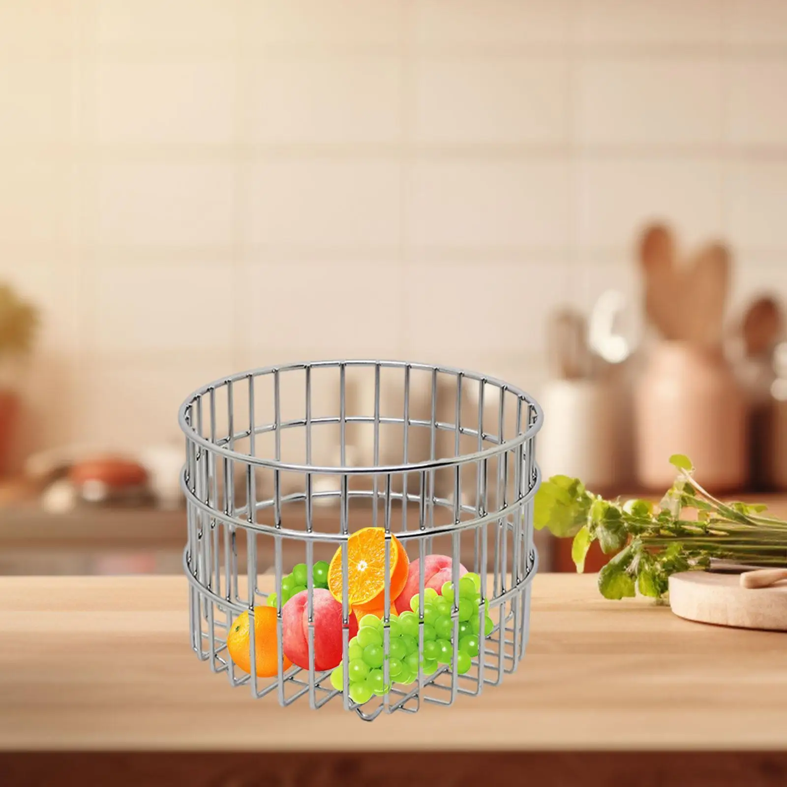 Wire Basket Portable Round Versatile Fruit Bowl for Dormitory Kitchen Office