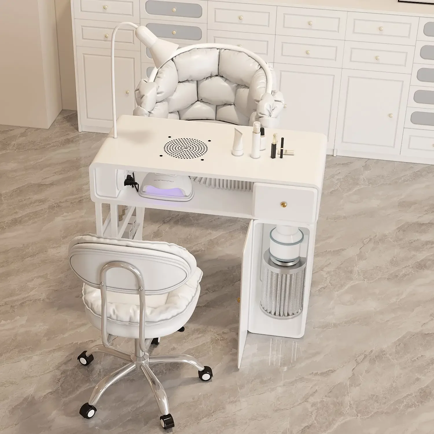 Wide 45 turbine engraving grade vacuum manicure table 11 station