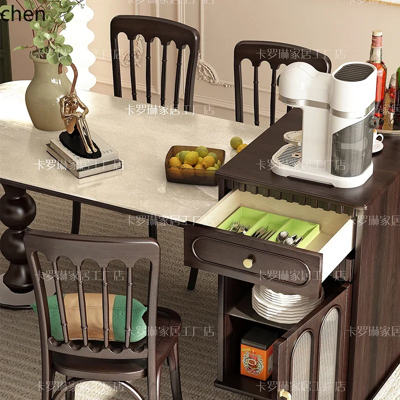DSA light luxury rock slab island table integrated all-solid wood retractable guide table