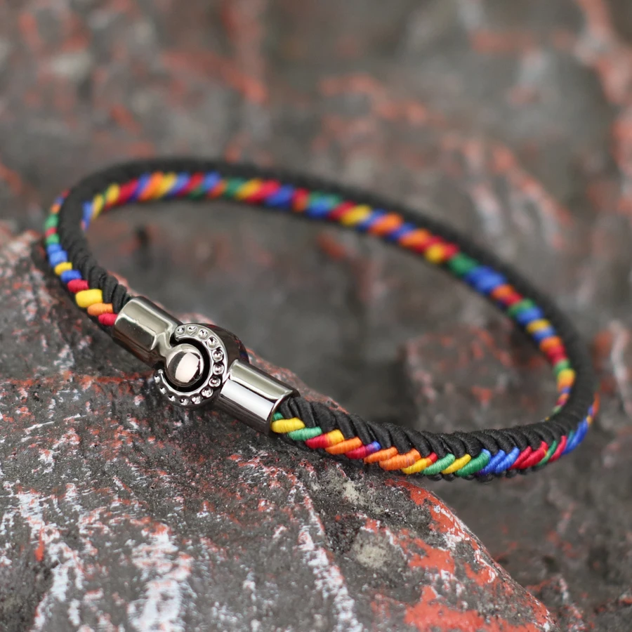 Nationalen Stil Gewebt Seil Armband Männer Frauen Mixcolor Handgefertigte Magnetische Schnalle Wrap Nautischen Armband Camping Hombre Schmuck