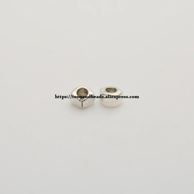 (50Pcs / Lot !) Zinc Alloy Tibetan Silver European Charm Connector Crimp End Beads Size 4.5x3.5mm HA12512B
