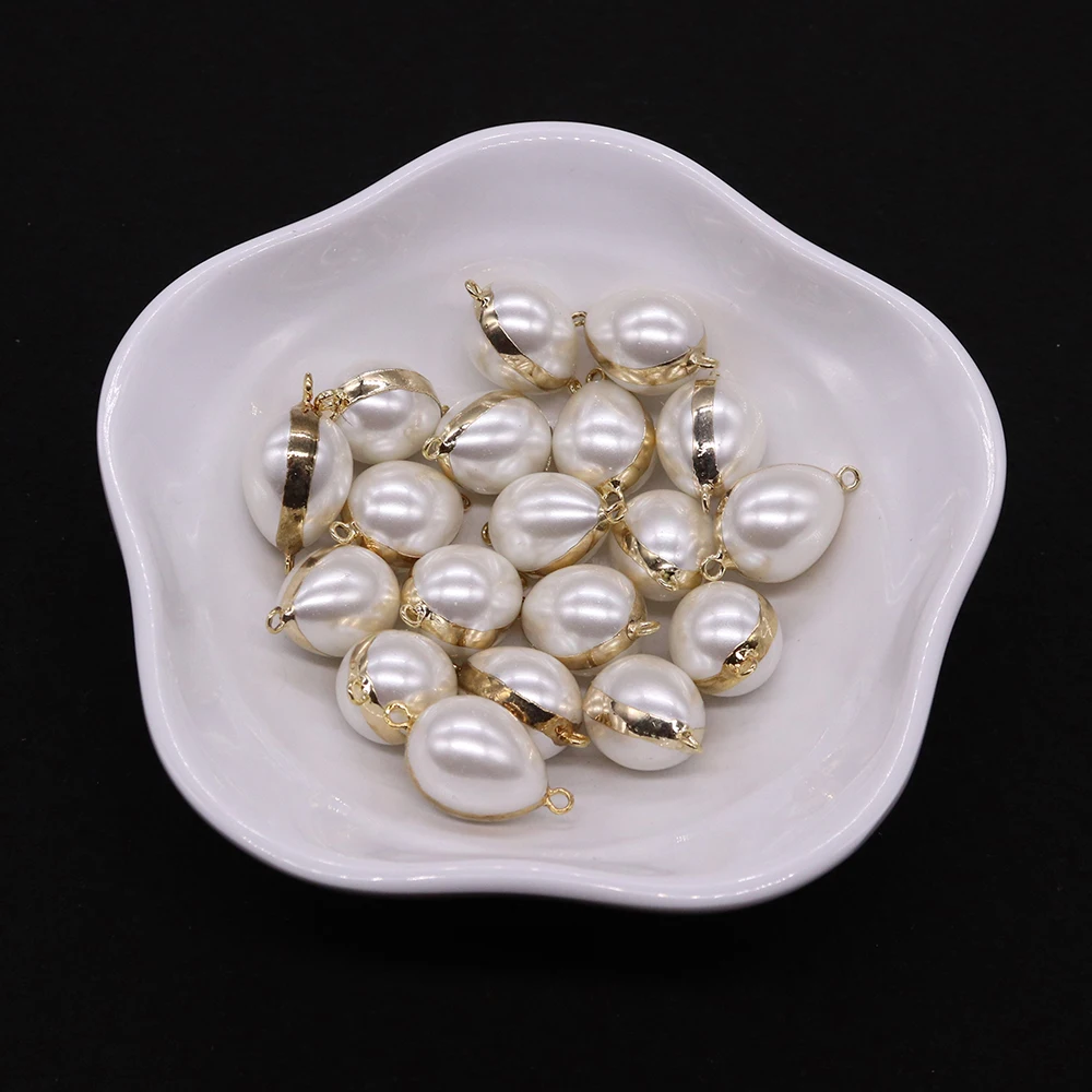 1 قطعة لؤلؤ المياه العذبة الطبيعية البيضاوي ثقب مزدوج موصل قلادة صنع المجوهرات عقد دي اي واي أقراط سوار إكسسوارات