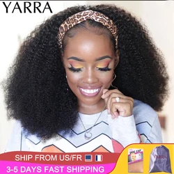 Mongolian Afro Kinky Curly Headband Wig Human Hair Curly Wigs for Black Women Remy Hair Gluless Full Machine Made Wig 180% Yarra