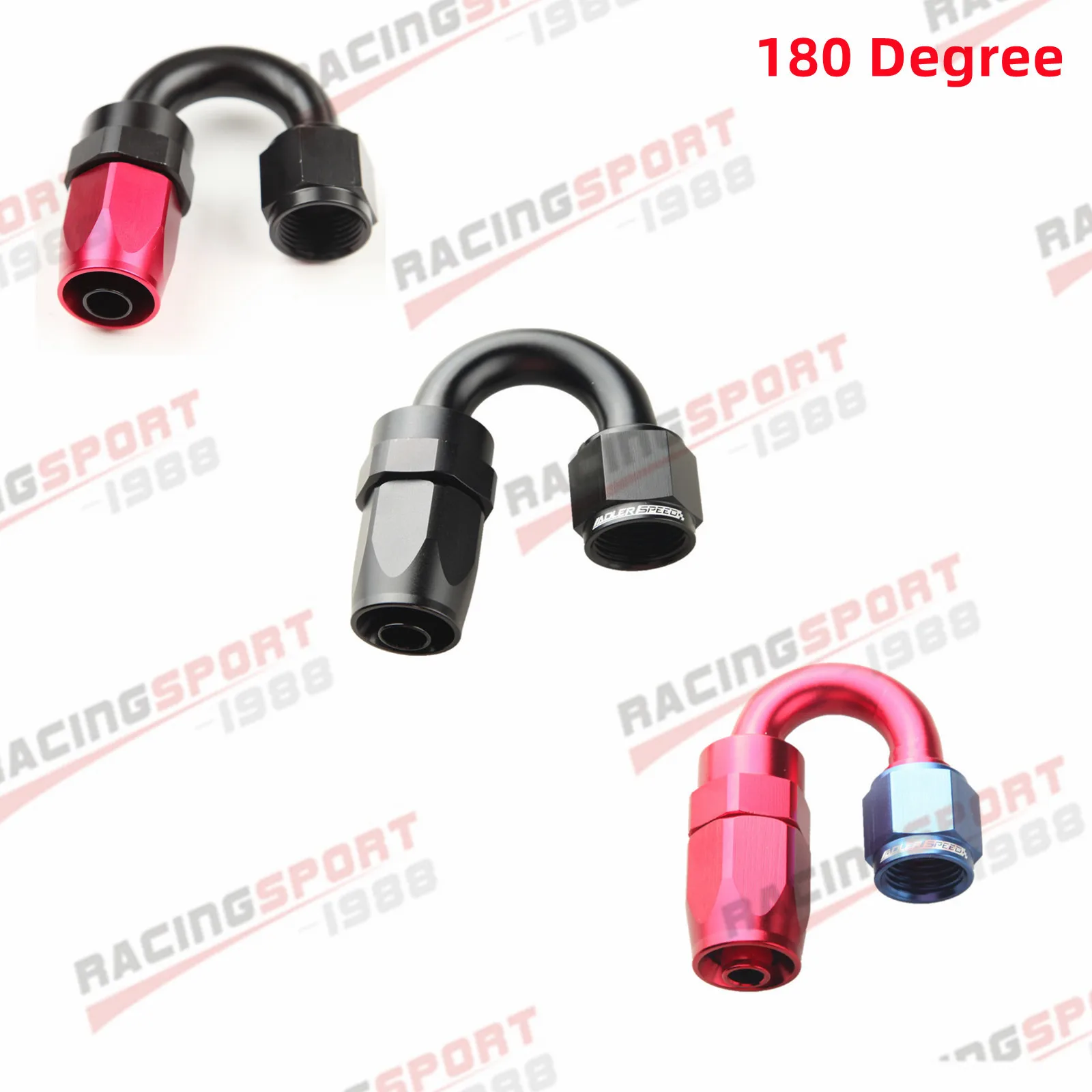 -6 AN AN-6 180 Degree Swivel Oil Fuel Line Hose End Fitting Adapter Red-Blue / Black / Red-Black