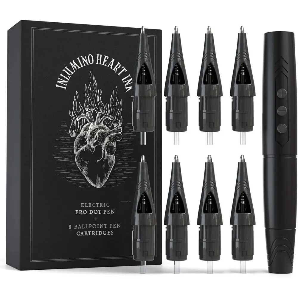 

Rechargeable Tattoo Practice Pen with 8 Ink Cartridges and Magnetic Case