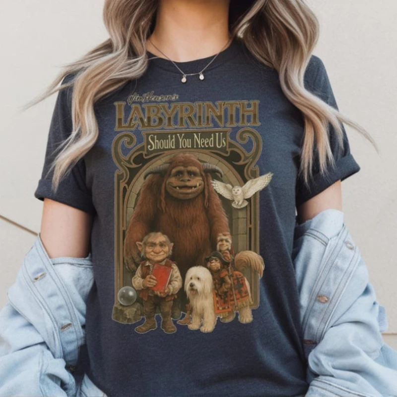 Labyrinth Should You Need Us Sweatshirt Vintage T-shirt Movie 90's Jim Henson Movie Ludo Hoggle Fan Gift Unisex Commuter Shirt