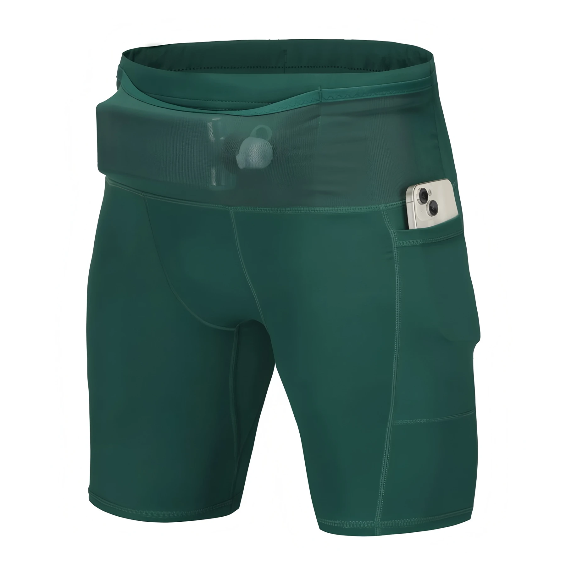 Herren Marathon-Laufshorts mit Hüfttasche Kompressions-Tights für Männer Yoga Fitness Outdoor-Sport Kurze Hose Leggings Schnelltrocknend – Detail 11