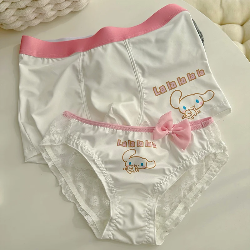 Sanrio Cinnamoroll Couples Panties Traceless Men\'s Boxer Women\'s Panties kawaii Anime Cartoon Printed Ice Silk Couple Underwear