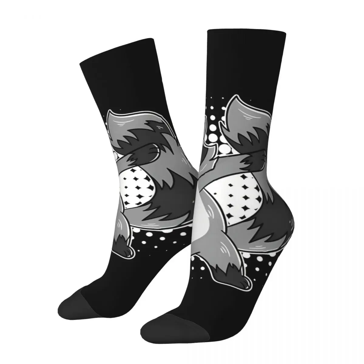 

Happy Men's Socks Dabbing Retro Raccoon Hip Hop Seamless Crew Sock Gift Pattern Printed