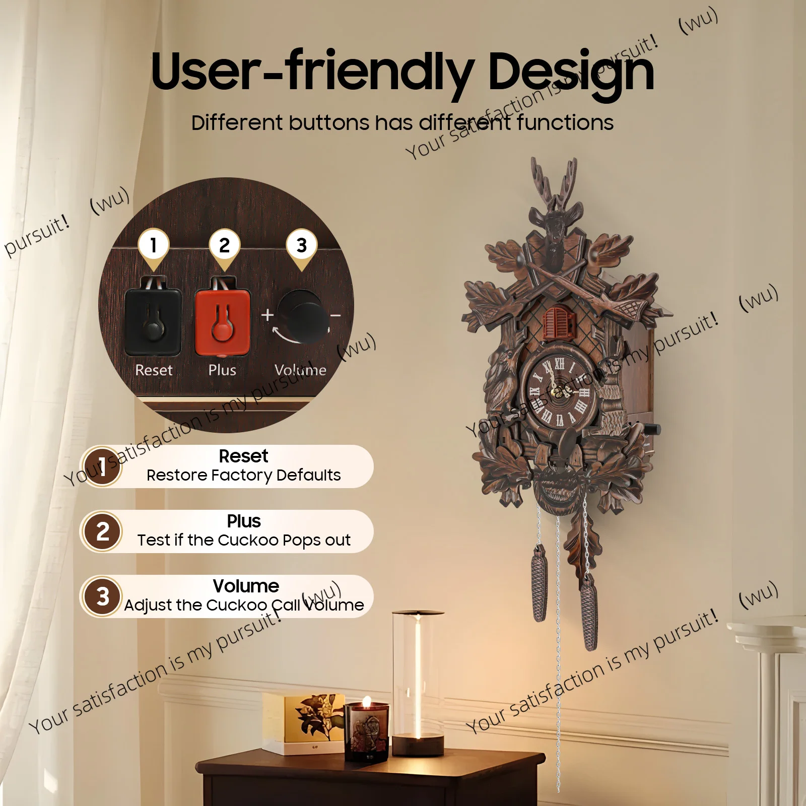 

Traditional Black Forest style cuckoo clock, suitable for living room, bedroom, study, office, gift