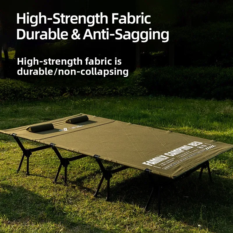 205x130x25-41.5CM 1000D Oxford Double Person Camping Cot,Portable Folding Bed LoadBearing 200KG,Easy Setup Outdoor Hiking Travel