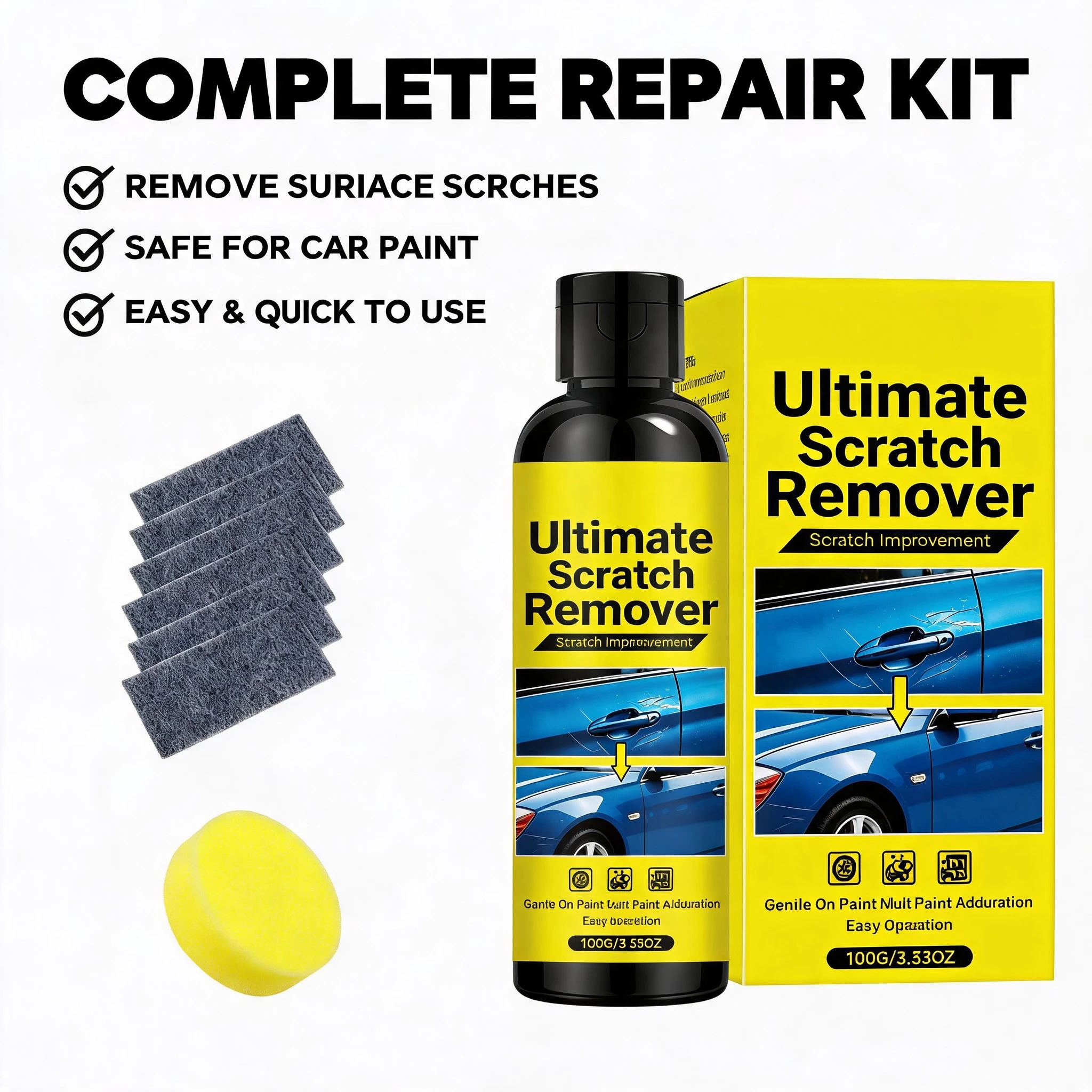 Car Paint Brightening Scratch Repair Kit Polishing Set Swirl Water Spots Removal for Daily Auto Body Care Maintenance