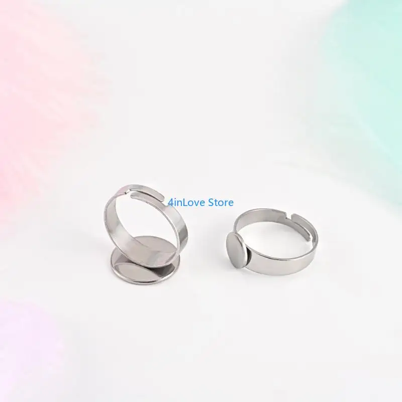 T4MD 10 قطعة حلقات من الفولاذ المقاوم للصدأ قواعد متينة من الفولاذ المقاوم للصدأ حلقات قابلة للتعديل يتصاعد لصياغة مجوهرات فريدة #5