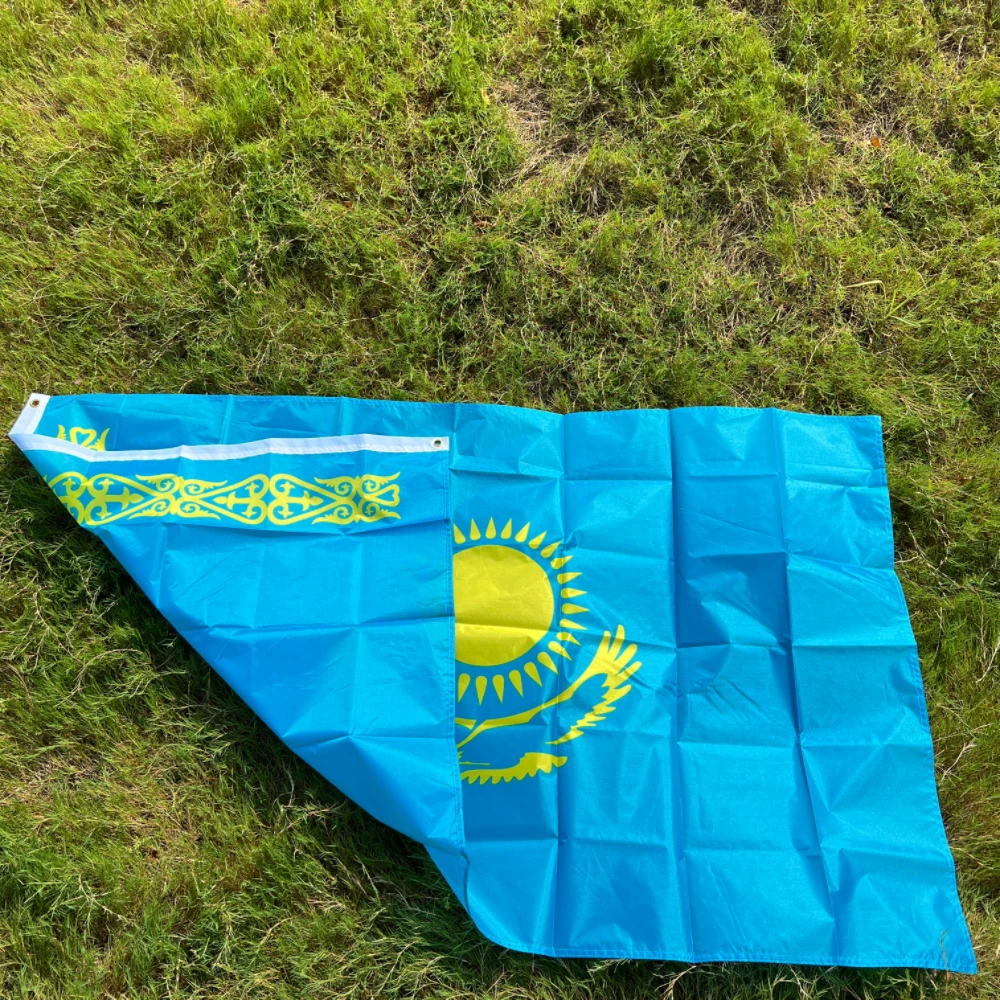 Kazakhstan National Flag 90x150cm Hanging Flag Kazakhstan Flag parade festival banner flag office activities home decoration