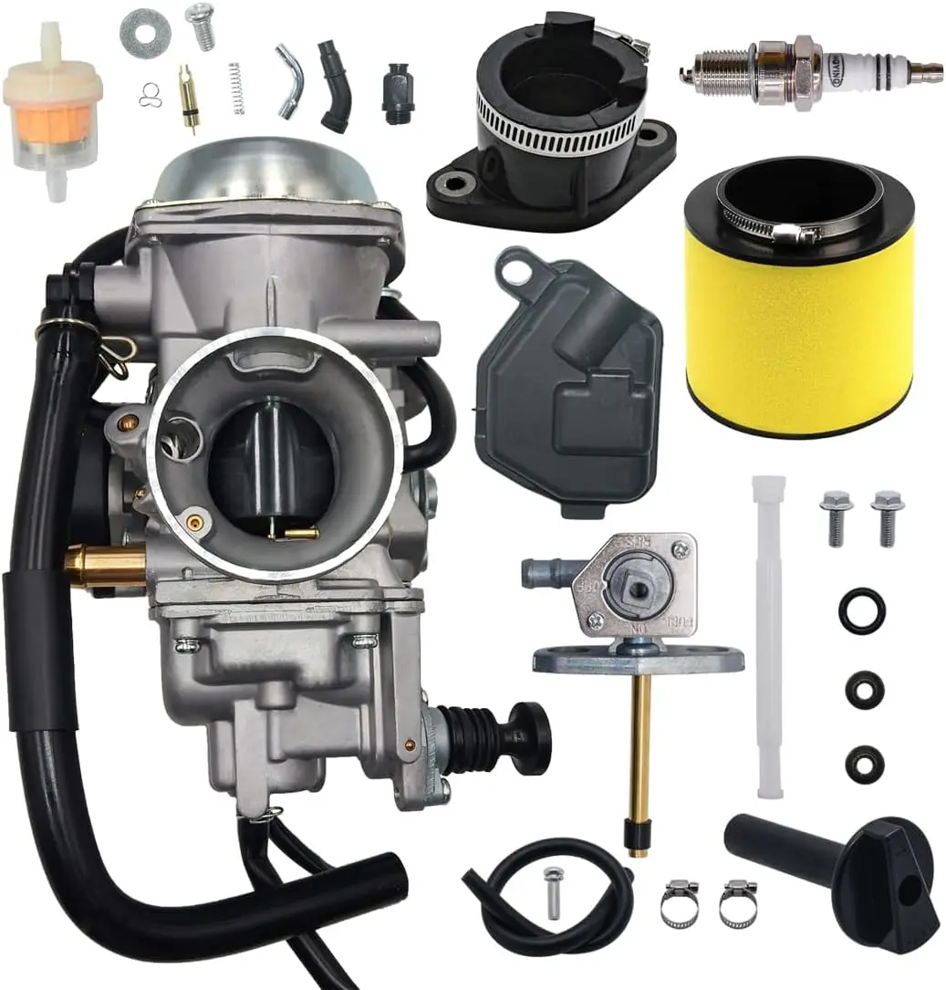16100-HN2-013 Carburetor with Fuel Petcock Valve Air Filter Fit for Honda Foreman Rubicon 500 TRX500 2005-2011 Multiple Models