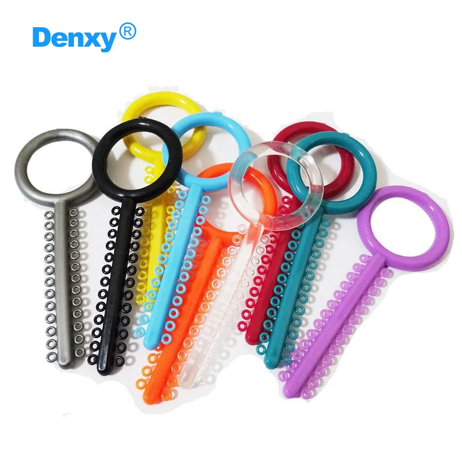 Denxy 1040 pcs/Box Orthodontic Elastics Dental Elastomeric Ligature Ties Rubber Band Teeth O Ring for Dentist Brackets Braces