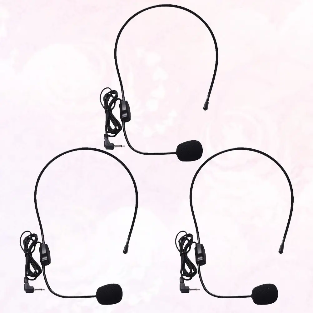 3Pcs Head-Mounted Microphone Sturdy Lightweight Wired Speaker Mic for Teachers Sales Staff Trainers Presenters Store