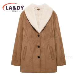 2024 New Winter Thicken Warmth Coat For Women  Single Breasted Long Jackets Tops  Female Casual Overcoat Tops