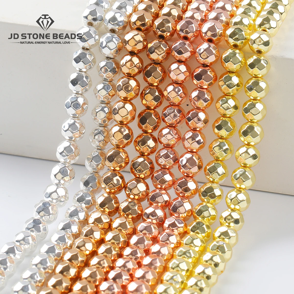 

1 Strand Faceted Golden Plated Hematite Bead Loose Spacer Beads 2 3 4 6 8 10 12mm For Jewelry Making Diy Bracelet Necklace