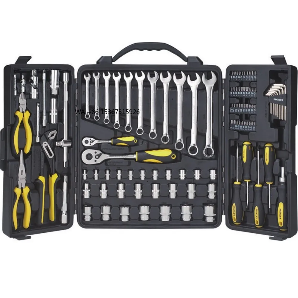 

Stanley 110-Piece Professional Hand Tool Set Including Cutter Bit Blade Ratchet Quality Steel Plastic Materials