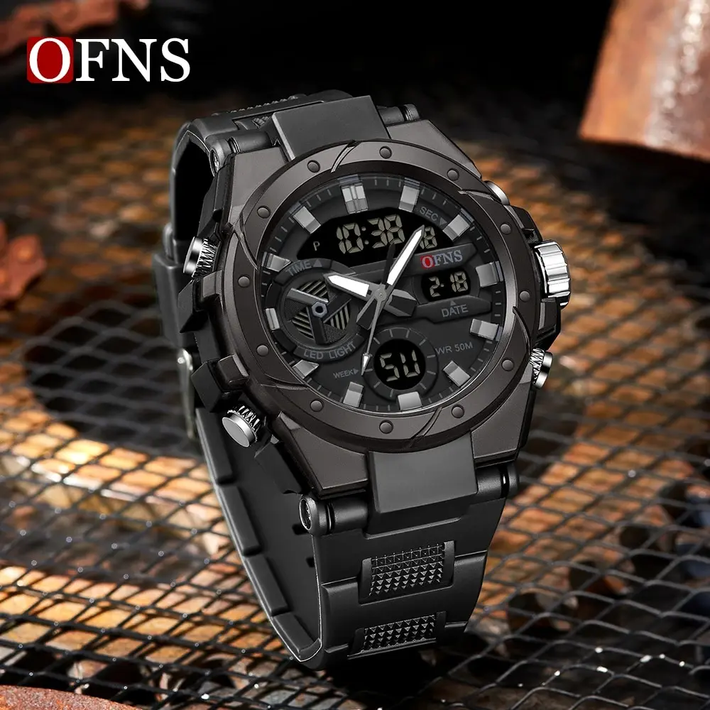 OFNS Top Brand Luxury G-style Watch Men Sport Alarm Clock Stopwatch Waterproof Dual Display Digital Quartz Men\'s Wristwatch