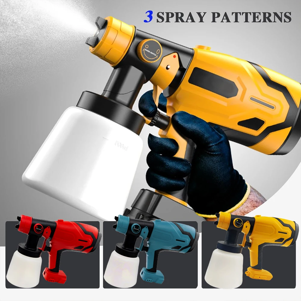 1000ML Electric Spray Gun Cordless Paint Sprayer Auto Furniture Steel Coating Airbrush Compatible For Makita/Dewalt/Milwaukee