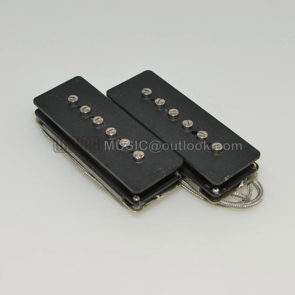 A Set Vintage P90 Alnico 2 Magnet Electric Guitar Pickup Overwound Nickel-Silver Baseplate Alnico 5 Hot 90\'s Neck Bridge Pickups